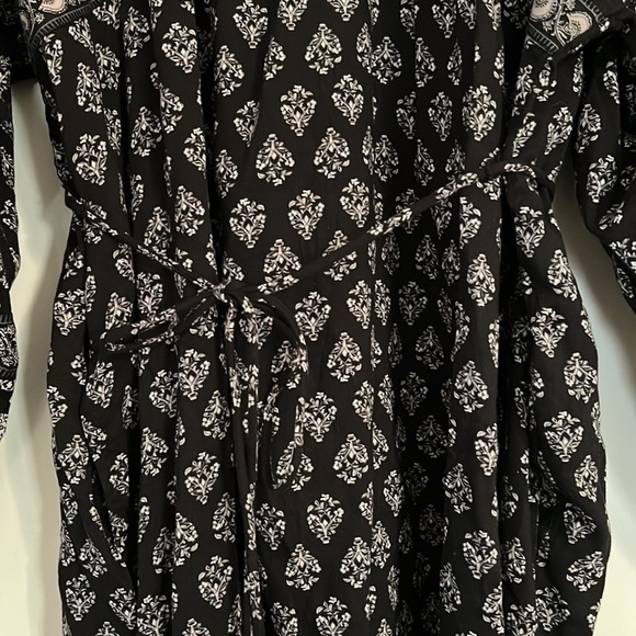 Old Navy boho Floral-Print Split-Neck Swing Blouson Sleeve Dress M - Picture 3 of 8